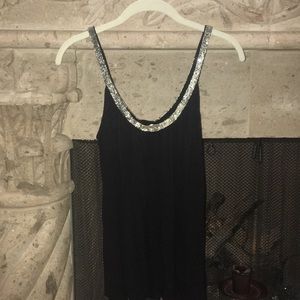 Black, rouged and beaded tank top. EUC